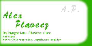 alex plavecz business card